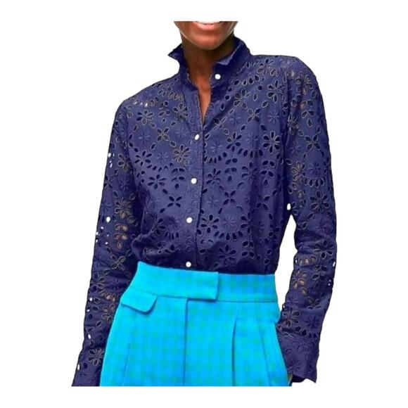 J. Crew Button Up Shirt in Embroidered Eyelet w/ Matching Cami - Picture 1 of 6